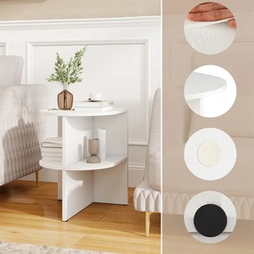 Polkruhový bočný stolík s otvorenými policami