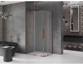 Mexen Velar L Duo, sprchový kút s posuvnými dverami 90 x 80 cm, 8mm sklo námraza, ružové zlato, 871-090-080-02-33-60