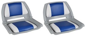 Lodné sedadlá 2 ks sklopné s operadlom a modro-bielym vankúšom 41x51x48 cm