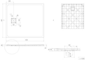 Erga Hyper, SMC sprchová vanička 100x90x2,6 cm + sifón, béžová matná, ERG-V06-SMC-9010S-BG