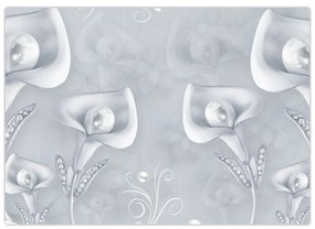 Sklenený obraz - Perlové kvety (70x50 cm)