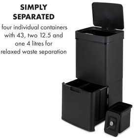 Klarstein Royal Trash Matte Black, odpadkový kôš so senzorom, 72 l, ušľachtilá oceľ, matná čierna