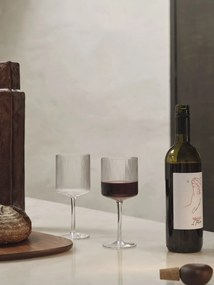 Ferm Living Pohár na červené víno Ripple Clear – sada 2 ks