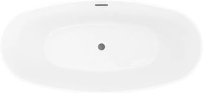 Mexen Olea, voľne stojaca vaňa, vzor, 170 × 80 cm, biela-čierna, grafitový prepad, 52821708075-66