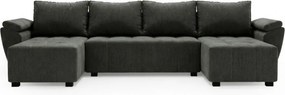 AKCIA Rozkladacia sedacia súprava do U LIVARO 305x140 cm, tmavosivá II. akosť