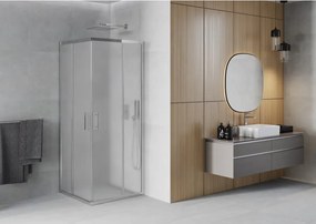 Mexen Rio, štvorcový sprchovací kút s posuvnými dverami 80(dvere) x 80(dvere) x 190 cm, 6mm sklo námraza, chrómový profil, 860-080-080-01-30