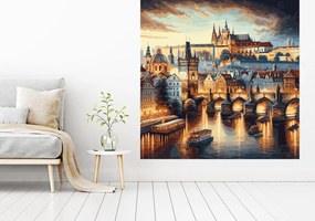 Praha maľba textilní prelepiteľná nálepka na stenu šírka 45 cm