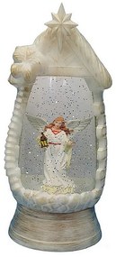 Grugen LED Vianočná dekorácia + trblietky - Anjel, 25 cm, biela