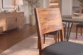 Dizajnová stolička Timber II Sheesham / tmavosivá ekokoža