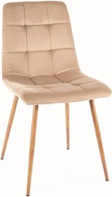 Béžová zamatová jedálenská stolička MILA D
