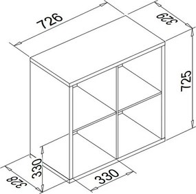 Regál Max, 2x2 priehradky, biely