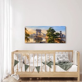 Obraz - Most cez rieku, Budapešť, Maďarsko (120x50 cm)