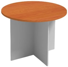 Rokovací stôl s guľatou doskou PRIMO GRAY, priemer 100 cm, sivá/čerešňa