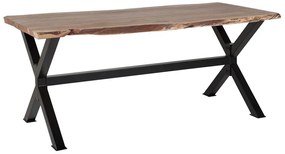 Jedálenský stôl z akáciového dreva 200 x 95 cm svetlé drevo/čierna VALBO Beliani