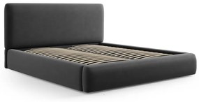 Tmavosivá čalúnená dvojlôžková posteľ s úložným priestorom s roštom 160x200 cm Colonel – Cosmopolitan Design