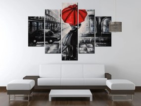Gario Obraz na plátne Červený bozk v daždi - 5 dielny Rozmery: 100 x 63  cm