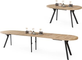 Mazzoni EXPANSO Dub Craft zlatý / čierne nohy - OVÁLNY ROZKLADACÍ STÔL 160-360 cm PRE 16-18 OSÔB