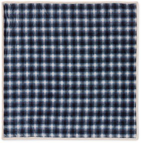 Plyšová károvaná obojstranná deka, modrá