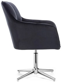 LuxuryForm DESIGN Kreslo AMALFI VELUR na striebornom kríži - čierne