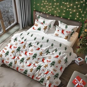 Vianočné bavlnené posteľné obliečky – motív Medovníček a Vianočný les - 100% bavlna - 70 x 90 cm + 140 x 200 cm