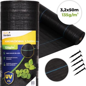 MultiGarden Čierna agrotextília UV 135g - 3,2x50m MulltiGarden