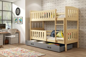 Interbeds Poschodová posteľ Kubus prírodná so šuplíkom 200cm x 90cm - grafitová