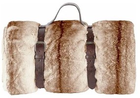 Hnedý pléd s koženým popruhom Tiseco Home Studio Wolf, 130 x 180 cm