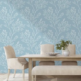 Fototapeta biele vetvičky na modrom pozadí