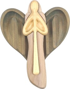 AMADEA Drevený anjel s flautou, farebný, masívne drevo, 22x15x2 cm