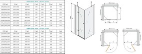 Mexen Roma, sprchovací kút 120 (dvere) x 50 (stena) cm, 6mm šedé sklo, chrómový profil, 854-120-050-01-40