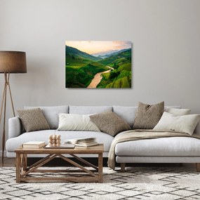 Sklenený obraz - Ryžové terasy II. (70x50 cm)