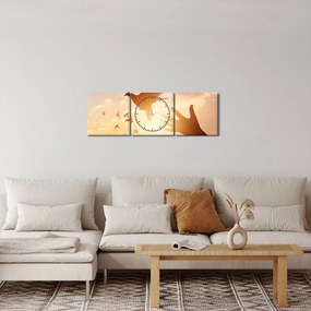Obraz - Holubica, leť! (s hodinami) (90x30 cm)