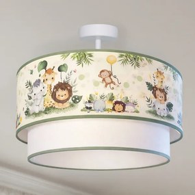Brilagi-LED Detské prisadené stropné svietidlo BOBO 1xE27/60W/230V pr. 40 cm krémové / zelené / džungľa
