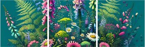 Obraz - Lúčne kvety (s hodinami) (90x30 cm)