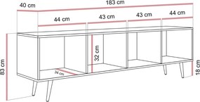 TV STOLÍK ELVIRA DUB DUNIN LED 183 cm