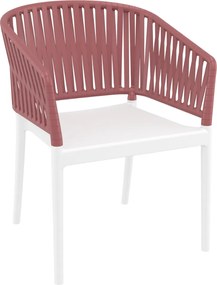 PORTOFINO záhradná stolička s podrúčkami white/marsala