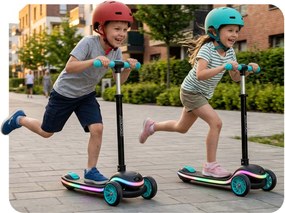 Ricokids Leddi LED balančná Kolobežka pre deti - čierna a tyrkysová