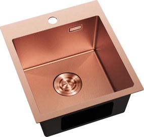 Mexen Solix, 1-komorový nerezový drez 400 x 450 mm, brúsená meď, vzor voština, 6401401000-65HC