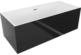 Mexen Vigo, voľne stojaca vaňa 178,5 x 80 cm, biela-čierna, zlatý lesklý prepad, 51251788075-50