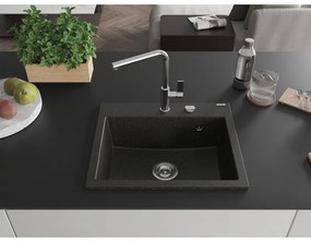Mexen Oscar, 1-komorový granitový drez 580x490x205 mm, čierna-zlatá metalíza, 6519581000-75