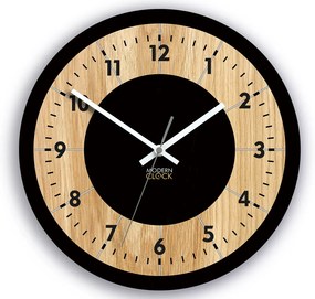 Drevené nástenné hodiny Tokio 33 cm dub prírodný/čierny