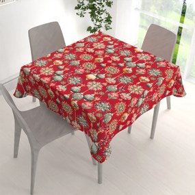 Biante Bavlnený štvorcový obrus Sandra SA-528 Vianočné banky na červenom 60x60 cm