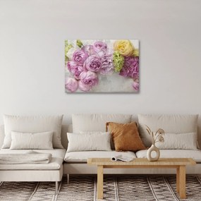 Obraz - Kvety na stene v pastelových farbách (70x50 cm)