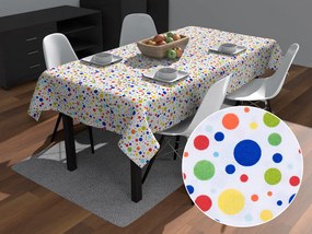 Biante Detský bavlnený obdĺžnikový obrus Sandra SA-006 Farebné bodky na bielom 140x180 cm