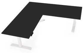 Výškovo nastaviteľný stôl OfficeTech Angle, 180 x 200 cm, biela podnož, čierna