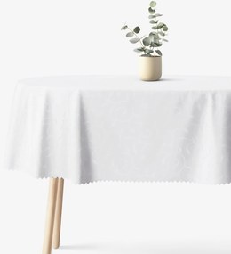 Goldea sviatočný oválny teflónový obrus - biely s veľkými ornamentmi 140 x 220 cm
