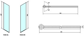 Polysan Polysan, MODULAR SHOWER prídavný otočný panel na inštaláciu na stenu modulu 3, 300 mm, MS3B-30