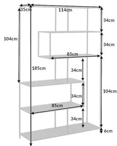 Knižnica/Regál 42023 115cm Slim Line Čierny jaseň  - Komfort-nábytok