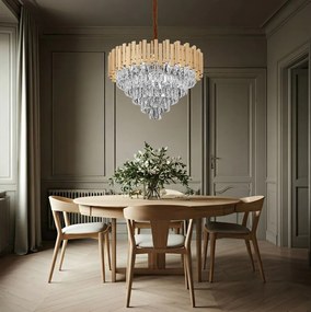 Toolight Toolight, krištáľové závesné svietidlo 50cm, 7xE14, G050-CP, zlatá, OSW-08944