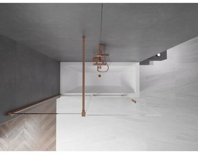 Mexen Velar, 2-krídlová posuvná vaňová zástena 150 x 150 cm, 8mm číre sklo, medená matná, 896-150-000-01-65